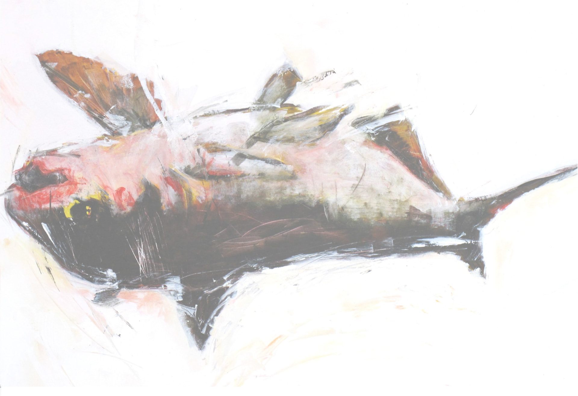 نقاشی مجموعه ماهی اثر جلال‌الدین مشمولی - 120 × 180 cm، 2012 | Fish Series (MaAhi) V, Acrylic on canvas, 120 × 180 cm, 2012 — Jalaleddin Mashmooli Contemporary Iranian Painting