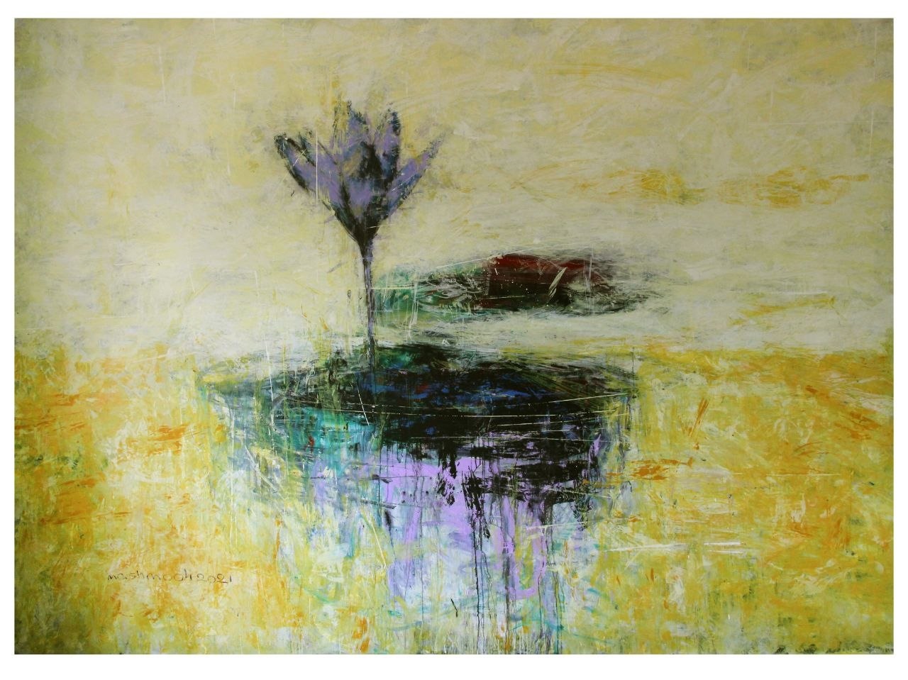 نقاشی مجموعه گلدان اثر جلال‌الدین مشمولی - 200 × 280 cm، 2021 | Flowerpot Series (Goldan) No. 5, Acrylic on Canvas, 200 × 280 cm, 2021 — Jalaleddin Mashmooli Contemporary Iranian Painting